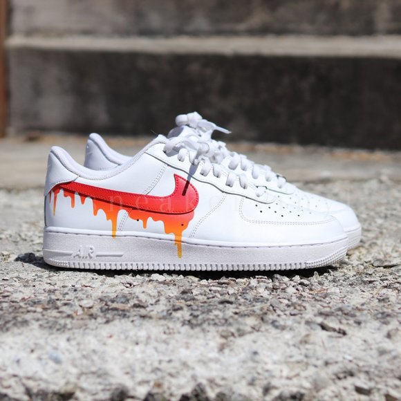 Nike Air Force 1 Low SUN FIRE Paint Drip Custom NWT - Picture 2 of 10